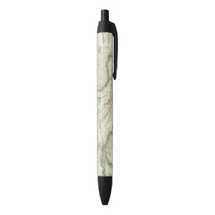 Map of Atlantic Ocean Black Ink Pen