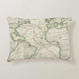 Map of Atlantic Ocean Decorative Cushion