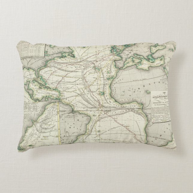 Map of Atlantic Ocean Decorative Cushion (Front)