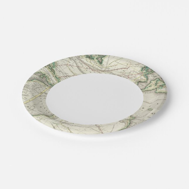 Map of Atlantic Ocean Paper Plate (Angled)