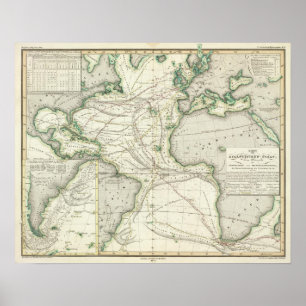 Map of Atlantic Ocean Poster