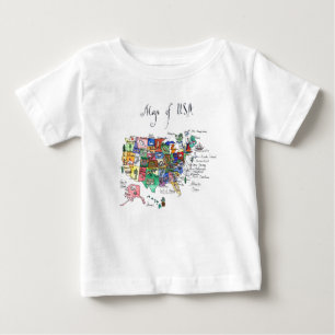 Map of Attractions of United States of America Baby T-Shirt