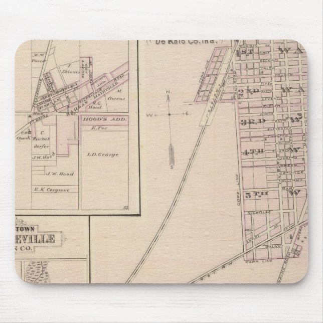 Map of Auburn, De Kalb Co Mouse Mat (Front)