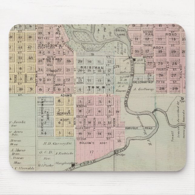 Map of Austin, Mower County, Minnesota Mouse Mat (Front)