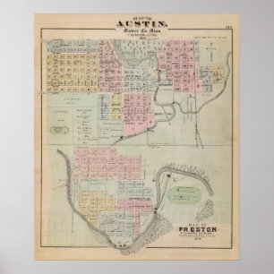 Map of Austin, Mower County, Minnesota Poster
