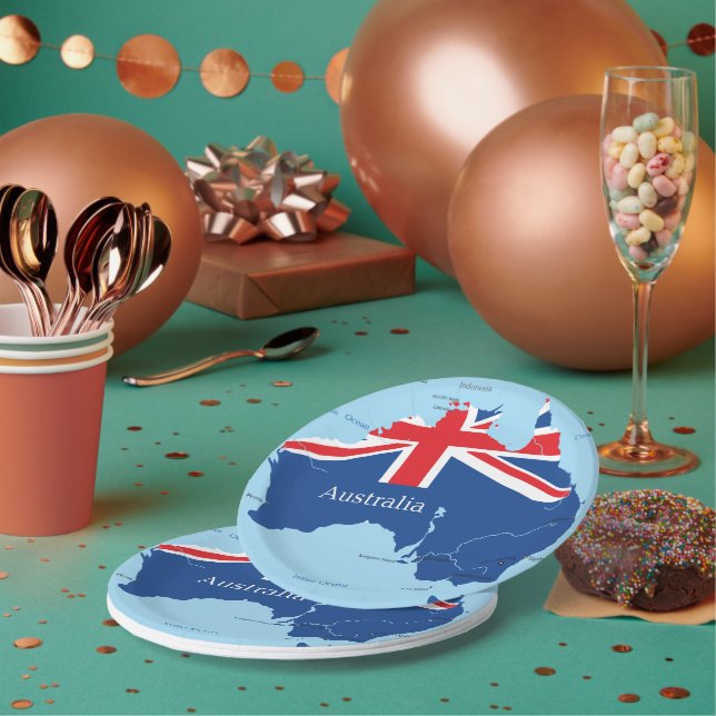 Map of Australia Australian Country Paper Plates (Multi)