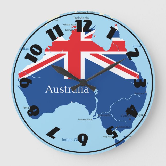 Map Of Australia Clock (Front)