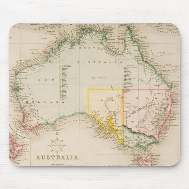 Map of Australia & New Zealand Mouse Mat (Front)