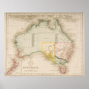 Map of Australia & New Zealand Poster