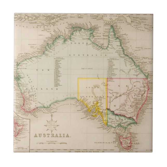 Map of Australia & New Zealand Tile (Front)