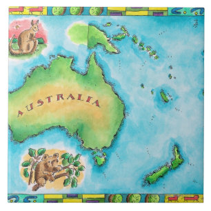 Map of Australia Tile
