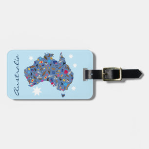 Map of Australia with cultural items Luggage Tag
