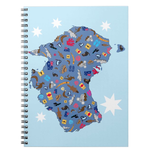 Map of Australia with cultural items Notebook (Front)
