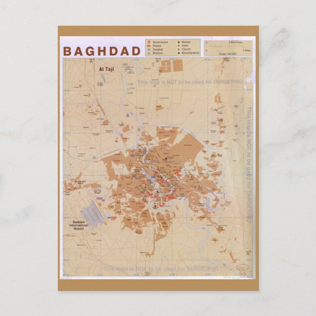 Map of Baghdad, Iraq (2003) Postcard (Front)