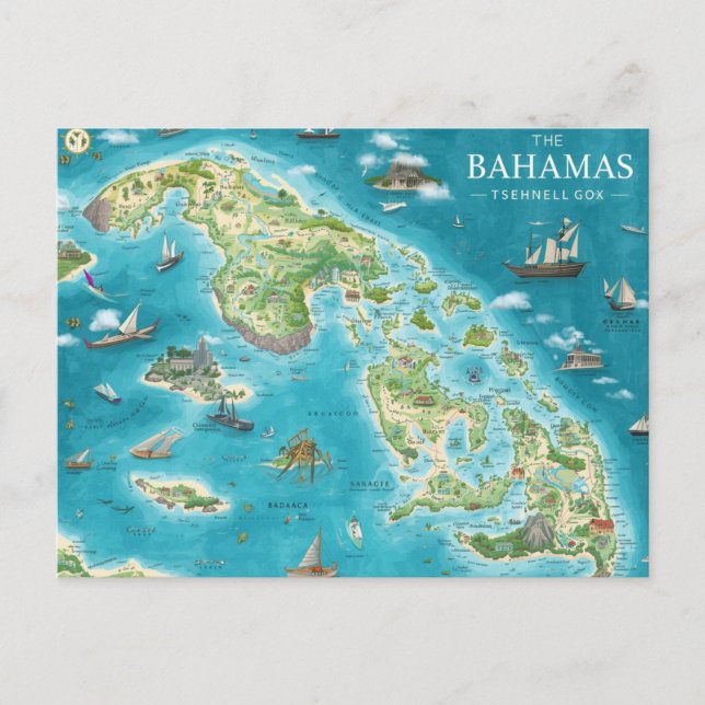Map of bahamas postcard (Front)