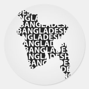 Map of Bangladesh with text inside Classic Round Sticker