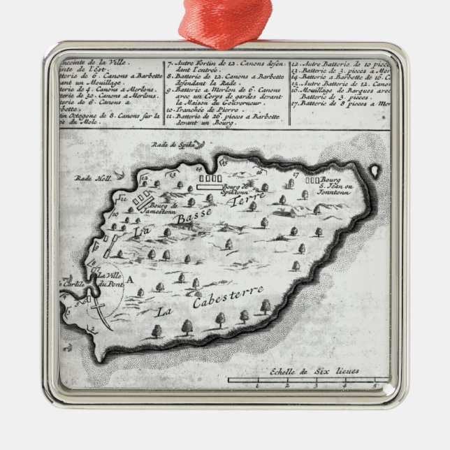 Map of Barbados Metal Tree Decoration (Front)