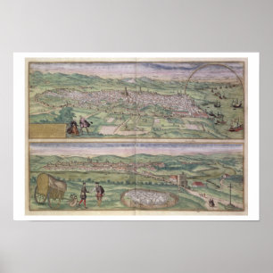 Map of Barcelona, from 'Civitates Orbis Terrarum' Poster