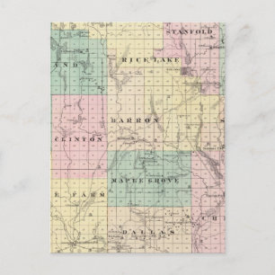 Map of Barron County, State of Wisconsin Postcard