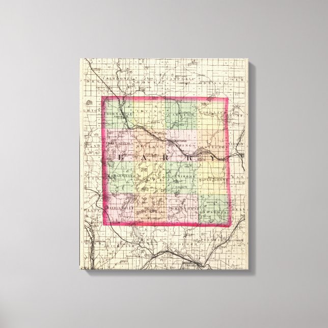 Map of Barry County, Michigan Canvas Print (Front)
