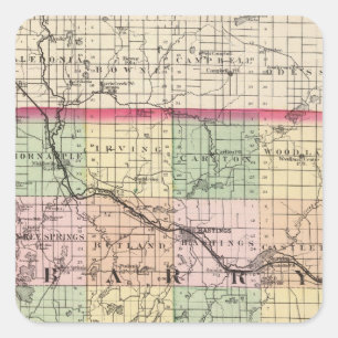 Map of Barry County, Michigan Square Sticker