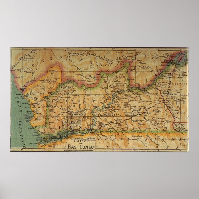 Map of Bas Congo - Belgian Congo 1913 Poster (Front)