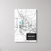 Map of Baton Rouge + Mark Your Location Canvas Pri