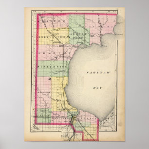Map of Bay County, Michigan Poster