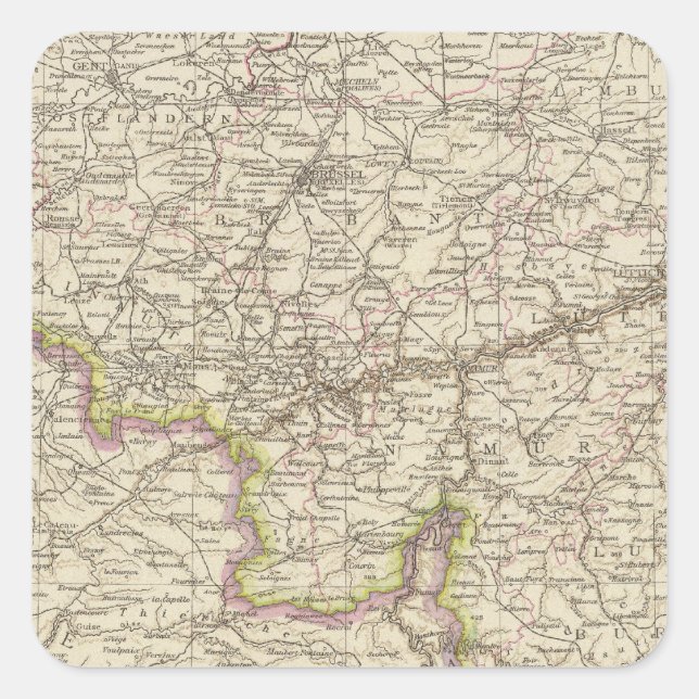 Map of Belgium and Luxembourg Square Sticker (Front)