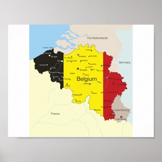 Map Of Belgium Poster (Front)