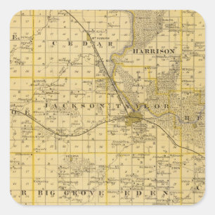 Map of Benton County, State of Iowa Square Sticker