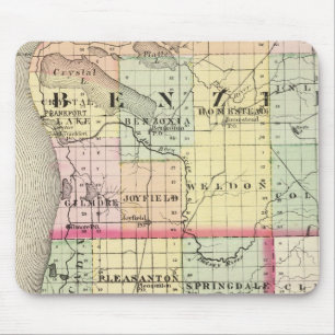 Map of Benzie and Manistee counties, Michigan Mouse Mat