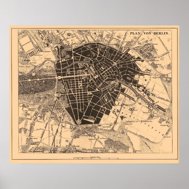 Map of Berlin, Germany, circa 1890 - 1907 Poster (Front)