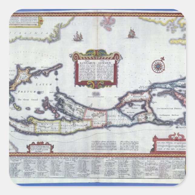Map of Bermuda Square Sticker (Front)