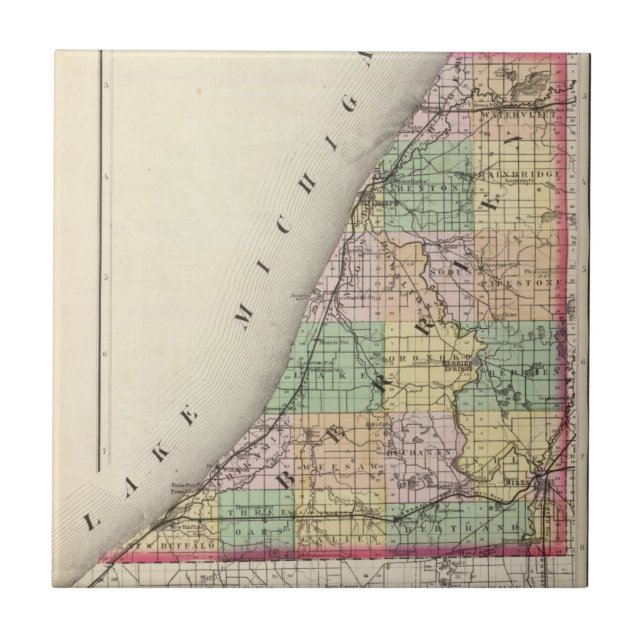 Map of Berrien County, Michigan Tile (Front)