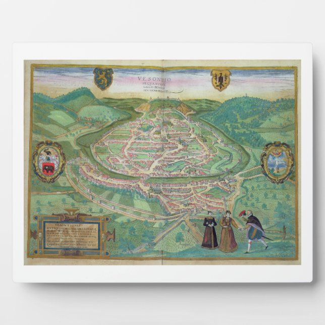 Map of Besancon, from 'Civitates Orbis Terrarum' b Plaque (Front)