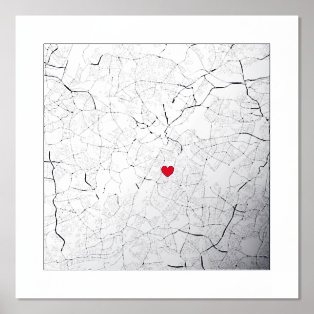 Map of Birmingham, UK Classy & Modern Elegant Gift Foil Prints (Front)