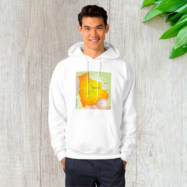 Map of Bolivia with Cities and Borders Hoodie (Creator Uploaded)