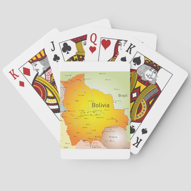 Map of Bolivia with Cities and Borders Playing Cards (Back)