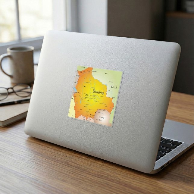 Map of Bolivia with Cities and Borders Square Sticker (Creator Uploaded)