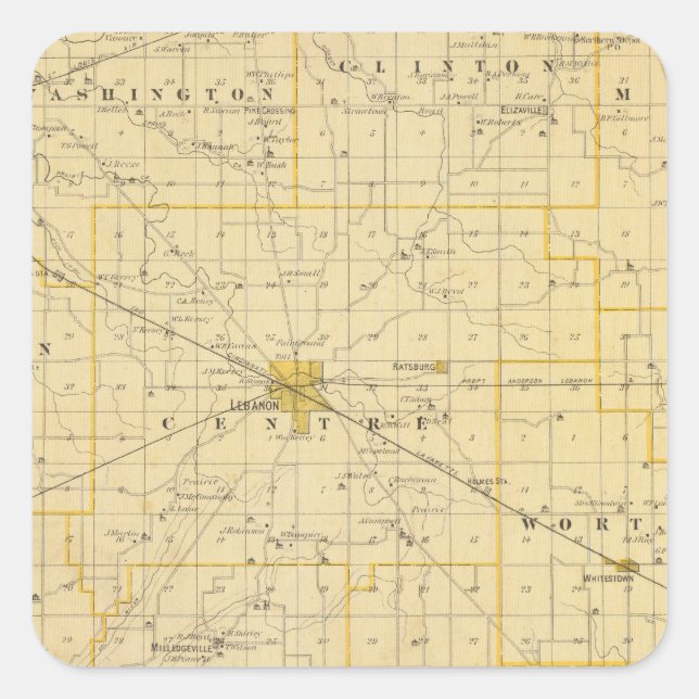 Map of Boone County Square Sticker (Front)