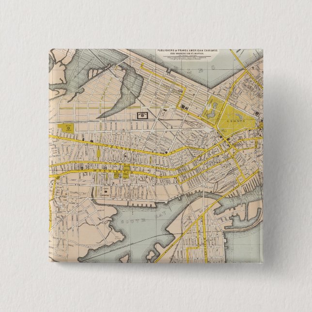 Map Of Boston 15 Cm Square Badge (Front)