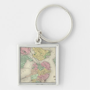 Map Of Boston And Adjacent Cities Key Ring