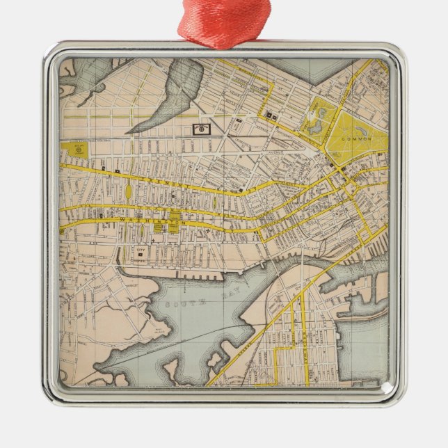 Map Of Boston Metal Tree Decoration (Front)