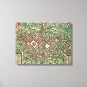 Map of Bratislava, from 'Civitates Orbis Terrarum' Canvas Print