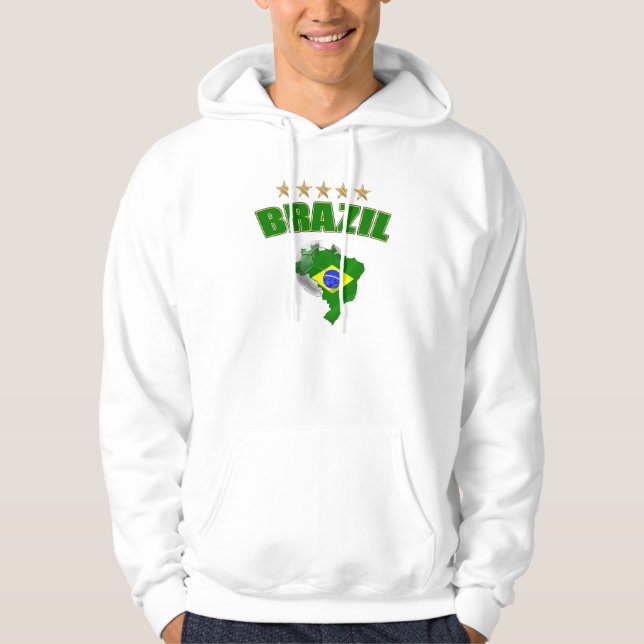 Map of Brazil Soccer Ball Brazil Logo hooded top (Front)
