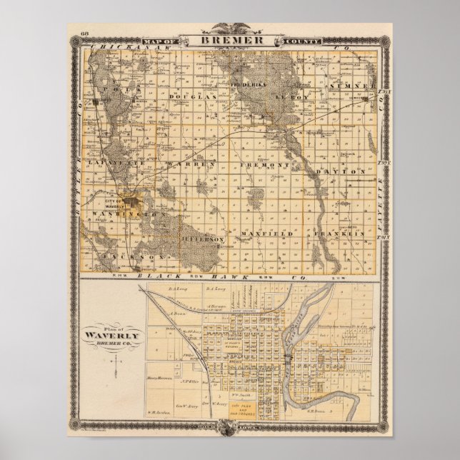 Map of Bremer County Poster (Front)