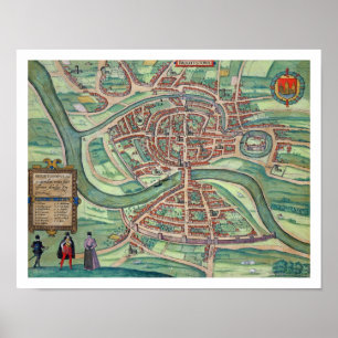Map of Bristol, from 'Civitates Orbis Terrarum' by Poster