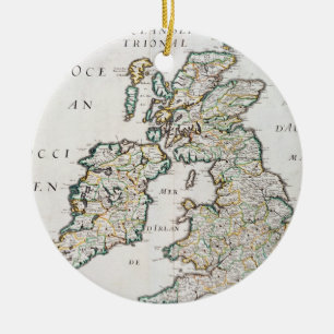 Map of Britain and Ireland, published Paris 1640 ( Ceramic Tree Decoration