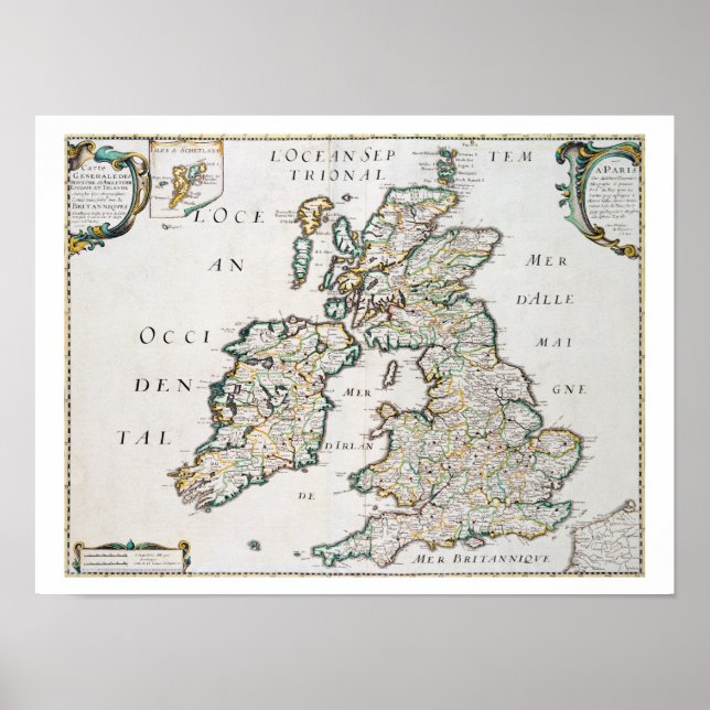 Map of Britain and Ireland, published Paris 1640 ( Poster (Front)